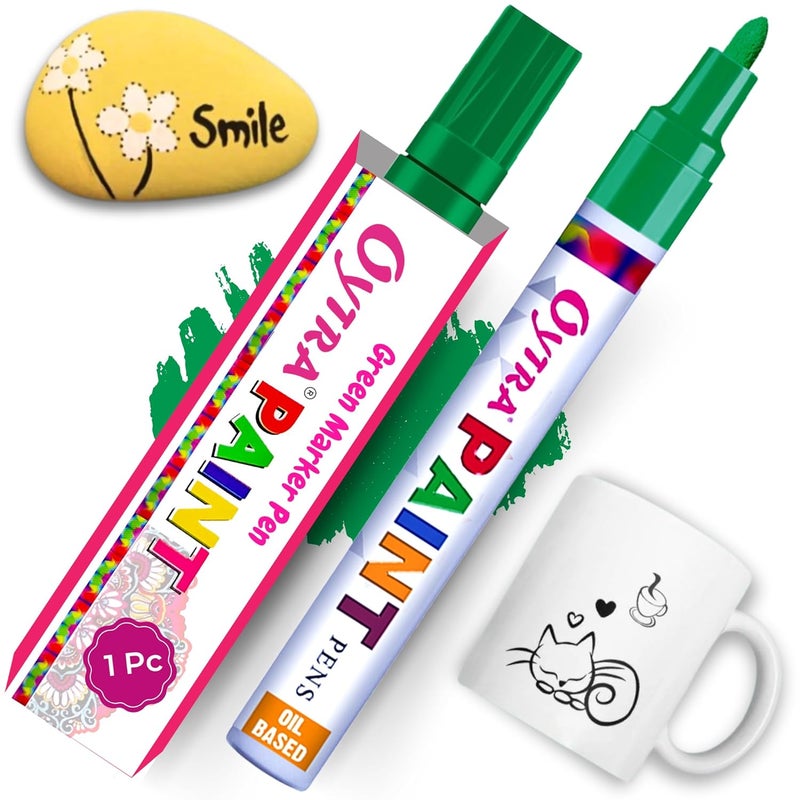 Oytra Paint Marker Pens Permanent Waterproof Oil Based Individual pens Works and All Surfaces Wood Fabric Steel Glass (Green) - Image 1