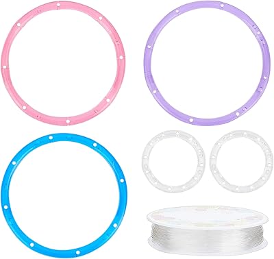 AHANDMAKER AHANDMAKER 8 Pcs Top Circles of Wind Chime, 4 Colors Acrylic Wind Chimes Supplies Windbell Cap Ring Frames with Elastic  - Image 1