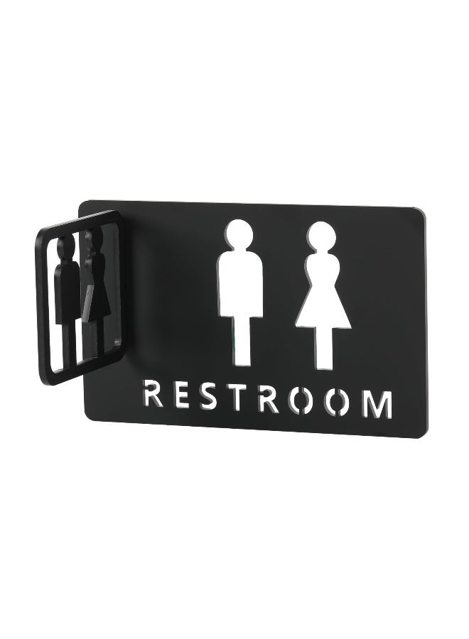 Restroom Signs, Hollow Acrylic Adhesive Backed Men's and Women's Bathroom Sign Bathroom Door Signs, Toilet Signs for Business, Bathroom Signage (Black) - Image 1