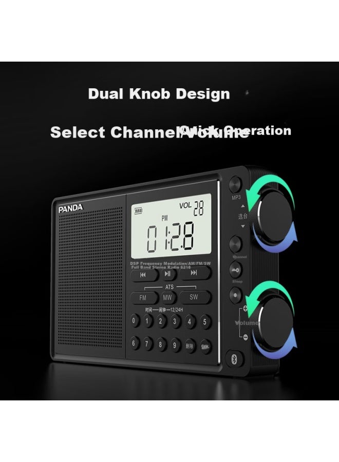 Panda Portable Bluetooth Radio Full Band Stereo Multifunctional Semiconductor Car Backup - Image 4