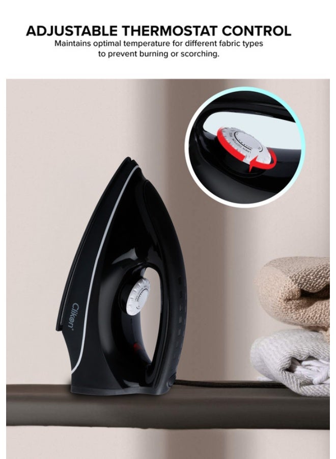 Clikon Corded Non-Stick Electric Light Iron With Adjustable Temperature 1300 W CK2133 Black - Image 3