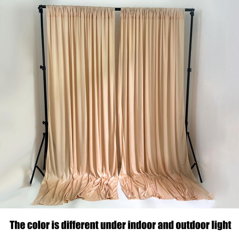 ZEBMOON 10 x 7 Feet Champagne Backdrop Curtain for Partie, Background Curtains for Photoshoot, Birthday, Wedding, Halloween, Thanksgiving, Christmas Day, New Year Party Decorations 5Ft x 7Ft, 2 Panels - Image 4