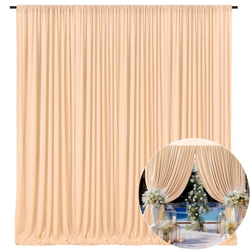 ZEBMOON 10 x 7 Feet Champagne Backdrop Curtain for Partie, Background Curtains for Photoshoot, Birthday, Wedding, Halloween, Thanksgiving, Christmas Day, New Year Party Decorations 5Ft x 7Ft, 2 Panels - Image 1