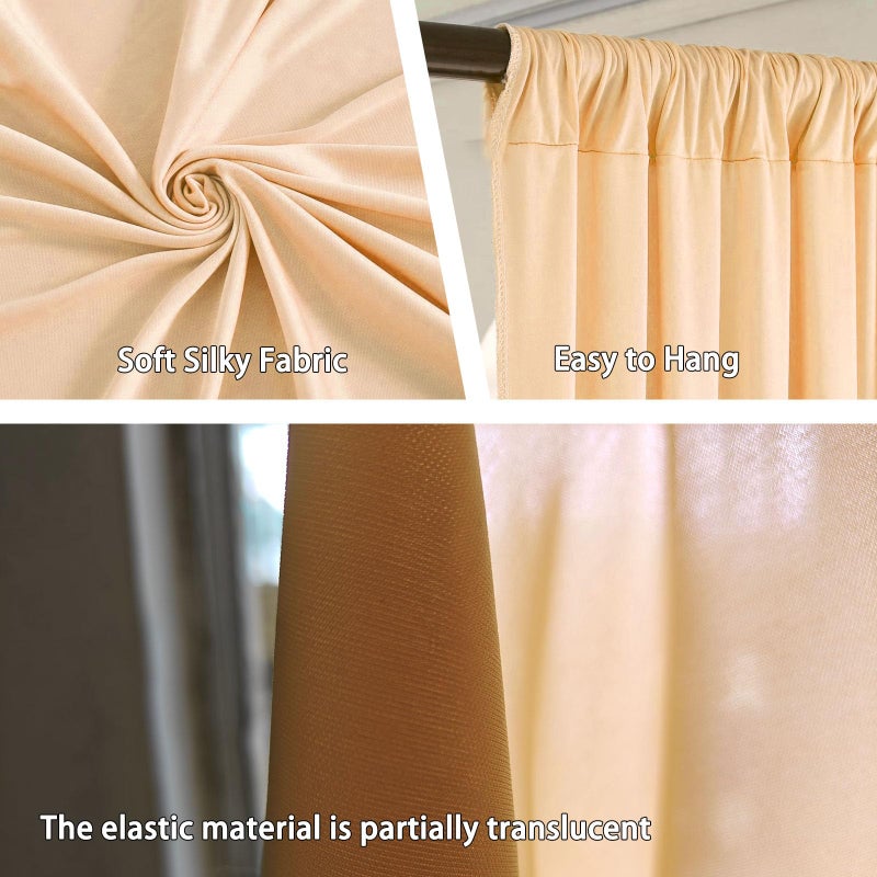 ZEBMOON 10 x 7 Feet Champagne Backdrop Curtain for Partie, Background Curtains for Photoshoot, Birthday, Wedding, Halloween, Thanksgiving, Christmas Day, New Year Party Decorations 5Ft x 7Ft, 2 Panels - Image 3