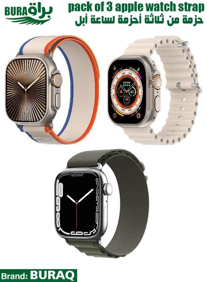 BURAQ Apple Watch Band Strap For Apple Watch Ultra 2/Ultra 49mm, Series 10 46mm, 9/8/7 45mm, SE2/SE/6/5/4 44mm, 3/2/1 42mm