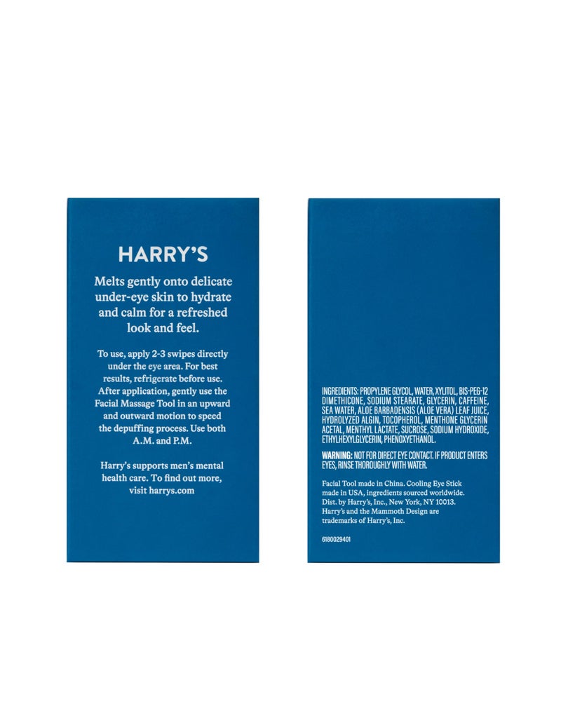 Harry's Cooling Eye Kit for Men - Gua Sha Depuffing Facial Massage Tool and Cooling Eye Stick - Image 2
