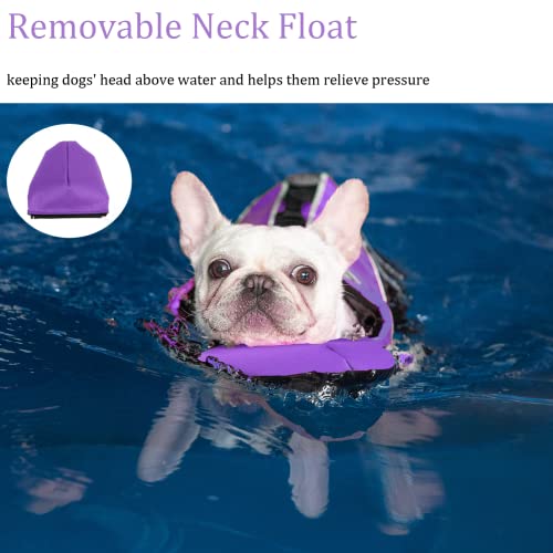 Mklhgty Dog Life Jacket, Reflective Dog Life Vest with Removable Neck Float High Buoyancy for Swimming and Boating, Ripstop Pet Safety Swimsuit Rescue Handle for Small Medium Large Dogs - Image 2