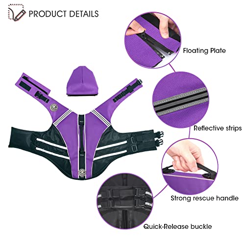 Mklhgty Dog Life Jacket, Reflective Dog Life Vest with Removable Neck Float High Buoyancy for Swimming and Boating, Ripstop Pet Safety Swimsuit Rescue Handle for Small Medium Large Dogs - Image 5