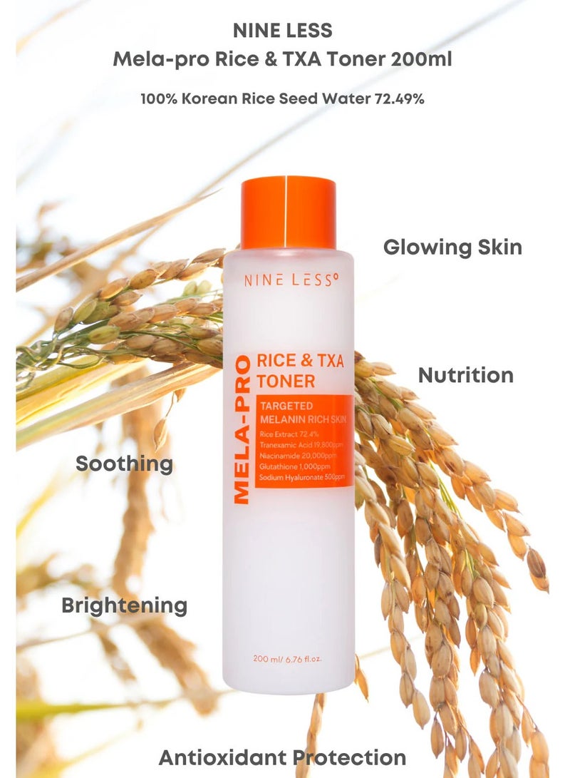 NINELESS MELA-PRO Rice & TXA Toner 200ml - Image 3