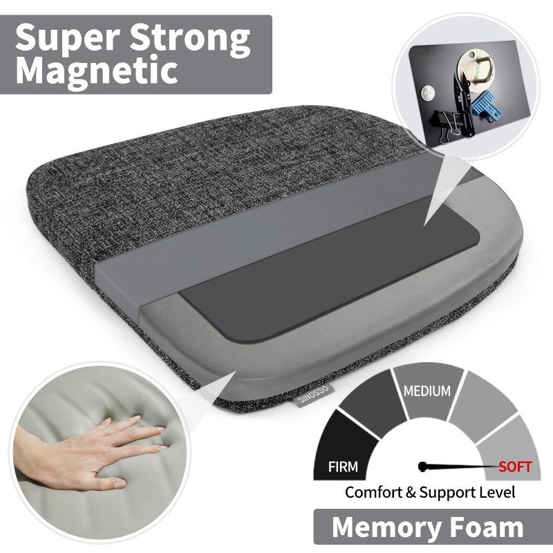 SINOSSO Memory Foam 14" Metal Chair Cushions 4 Pcs, Modern Interwoven Style Magnetic Chair Pads for Dining Kitchen Cafe Bistro Stackable Chair (U-Shape, Black-Gray, 4) - Image 2