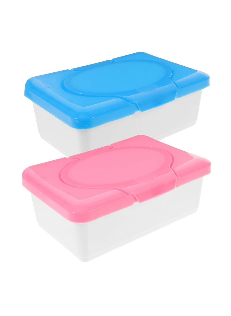 Oasisgalore 2 Pcs Baby Wet Tissue Box, Wet Wipe Case Container for Inside Home Travel  - Image 1