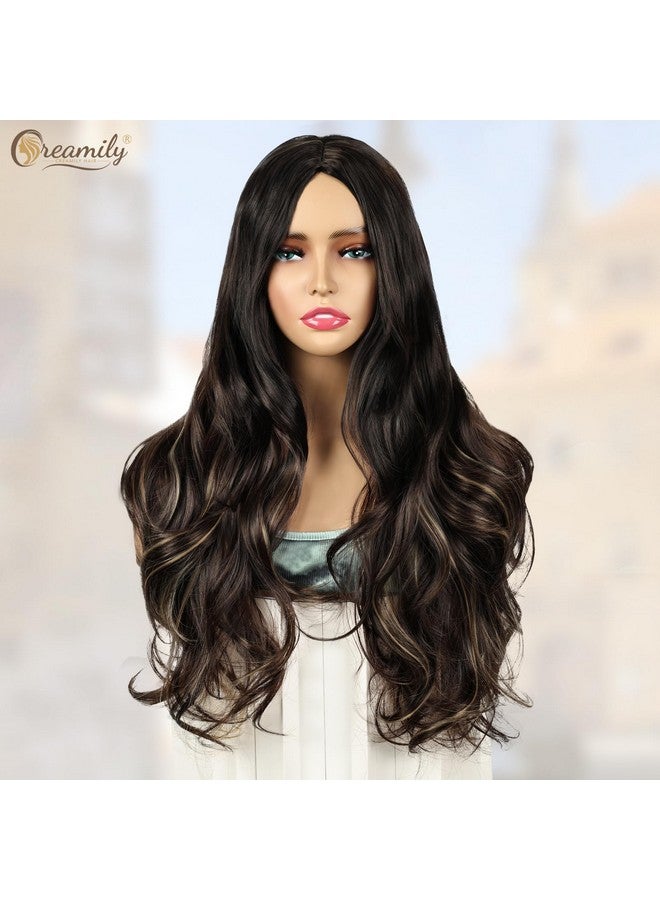 Creamily Long Blonde Brown 24" Full Head Hair Wig for Women, Natural Wavy Curly Wigs for Women with Highlights, Heat-Resistant Synthetic Hair Wigs for Women for Diwali/Party/Daily Use - Image 2