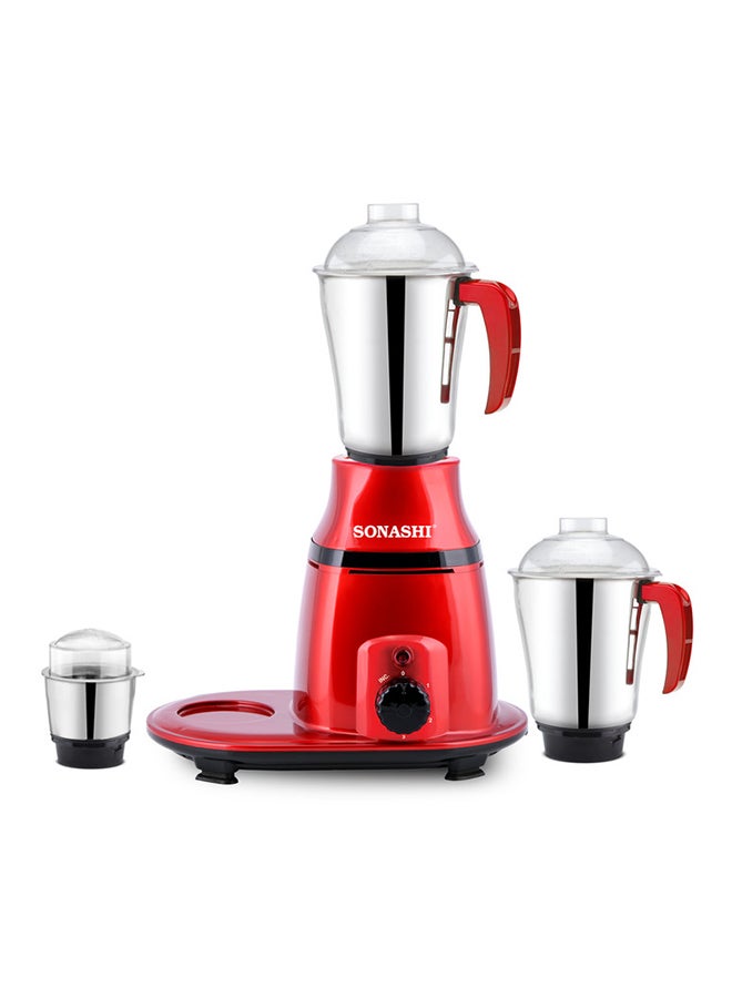 SONASHI 3-in-1 Mixer Grinder with Copper Motor - 3 Speed, 3 Stainless Steel 1.75L 1.0 L Dry And 0.5L Jars for Wet/Dry Grinding Liquidizing with Durable Lids 750 W SB-193 Red - Image 2