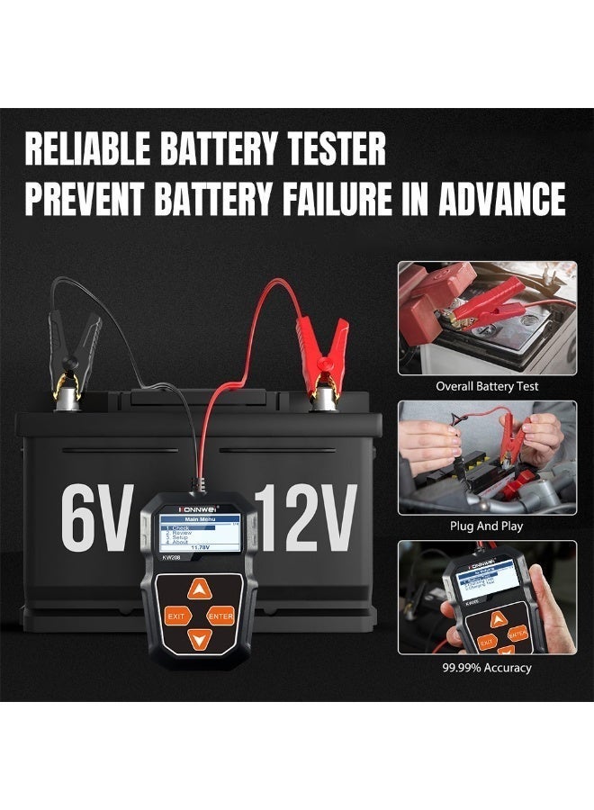 Konnwei KW208 12V Car Battery Tester, Battery Load Tester Automotive 12V Alternator Starter Tester Digital Auto Battery Analyzer Charging Cranking System Tester for Car Truck Marine Motorcycle Boat - Image 4