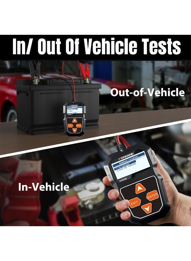Konnwei KW208 12V Car Battery Tester, Battery Load Tester Automotive 12V Alternator Starter Tester Digital Auto Battery Analyzer Charging Cranking System Tester for Car Truck Marine Motorcycle Boat - Image 5