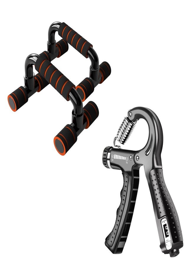 FirstFit Professional Hand Gripper with Counter & Push Up Stand Bar Combo | Forearm Strengthener, Grip Strengthener with Dips Stand for Calisthenics | Home Gym Workout Equipment for Men & Women - Image 1