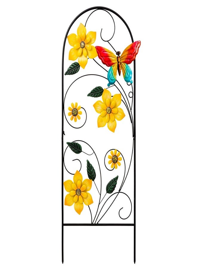 YEAHOME Garden Decor for Outside, 34" Flower Butterflies Decorative Garden Stakes for Spring Garden Decor, Metal Yard Art Stakes for Outdoor Lawn Backyard Porch Garden Decorations - Image 1
