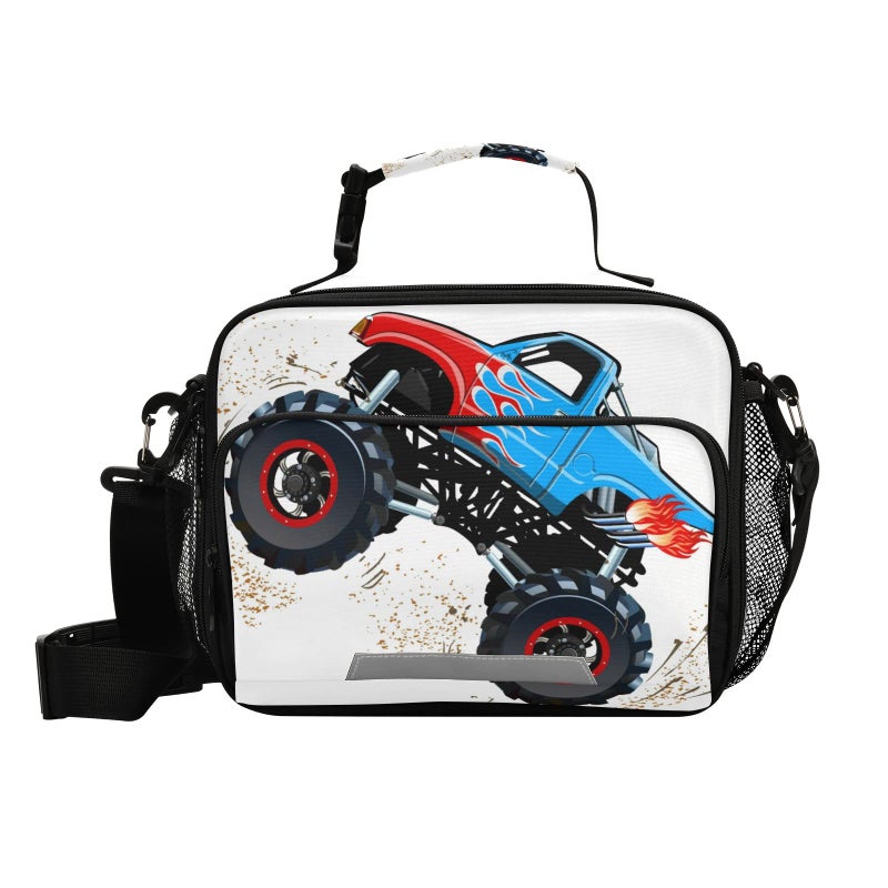 Glaphy Cartoon Monster Truck Lunch Bag Insulated Lunch Tote Box Cooler Lunch Bags Food Container for Boys Girls Kids