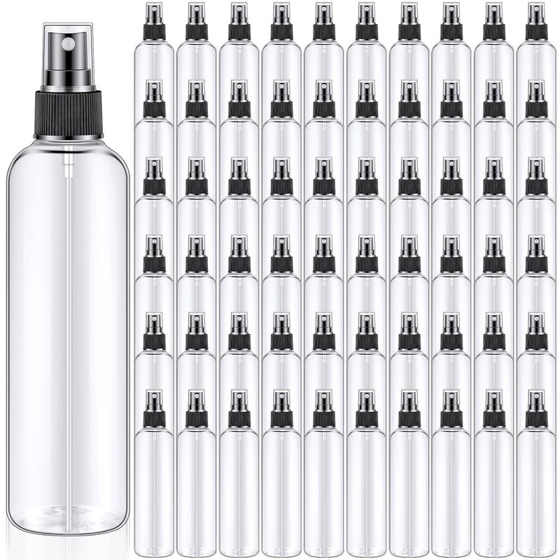 Eccliy Eccliy 64 Pcs 8 oz Plastic Spray Bottles Fine Mist Refillable Clear Empty Bottles Mist Sprayer with Cap for Essential Oils Travel Perfumes(Black) 