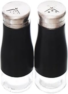 Generic Generic Glass Medium Simple Spice Jar With Divided Stainless Steel Lid Made Of High Quality Material Practical For Kitchen Set Of 2 Pieces - Black Silver 
