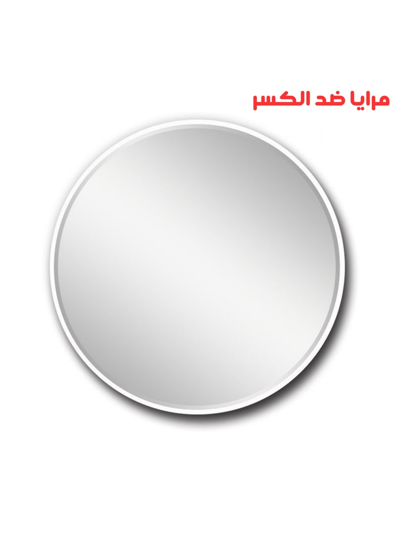 بكسل للأثاث مرآة حائط دائرية بإطار معدني من الألومنيوم من بكسل الأثاث، لغرفة المعيشة والمدخل والتسريحة, اللون الأبيض, ضد الكسر  - Image 1