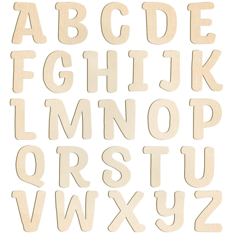 She Love 6 inch Wooden Letters 26Pcs Wooden Alphabet Letter for Crafts Unfinished Wood Letters for Home Wall Decor Kids Arts Painting DIY Learning