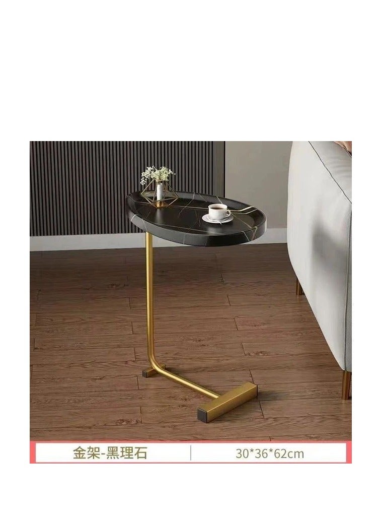 Concave design gold stand round shape table living room decoration luxury look table black - Image 2