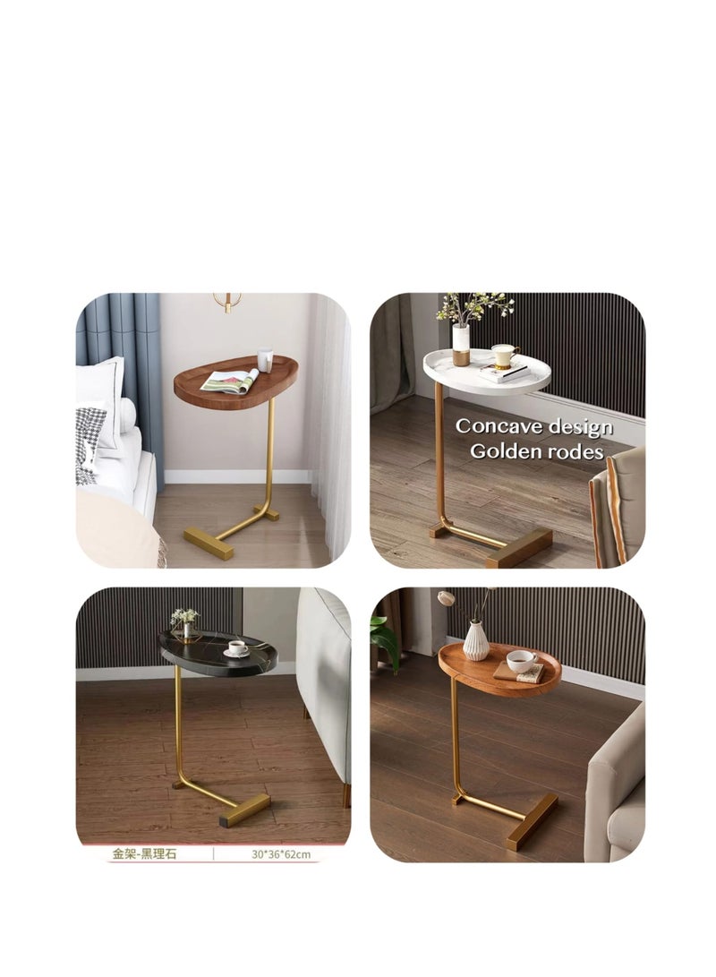 Concave design gold stand round shape table living room decoration luxury look table black - Image 3