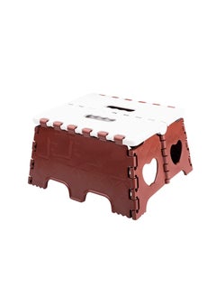 Cheet enterprise Cheet enterprise Small Plastic Folding Stool Brown and White 7 Inch Portable Stool for Office Home Under Desk Foot Rester Desk  - Image 1
