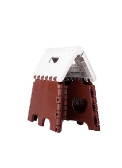 Cheet enterprise Cheet enterprise Small Plastic Folding Stool Brown and White 7 Inch Portable Stool for Office Home Under Desk Foot Rester Desk  - Image 3