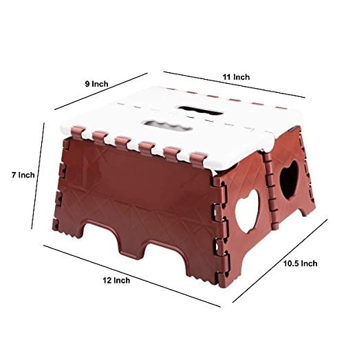 Cheet enterprise Cheet enterprise Small Plastic Folding Stool Brown and White 7 Inch Portable Stool for Office Home Under Desk Foot Rester Desk  - Image 5