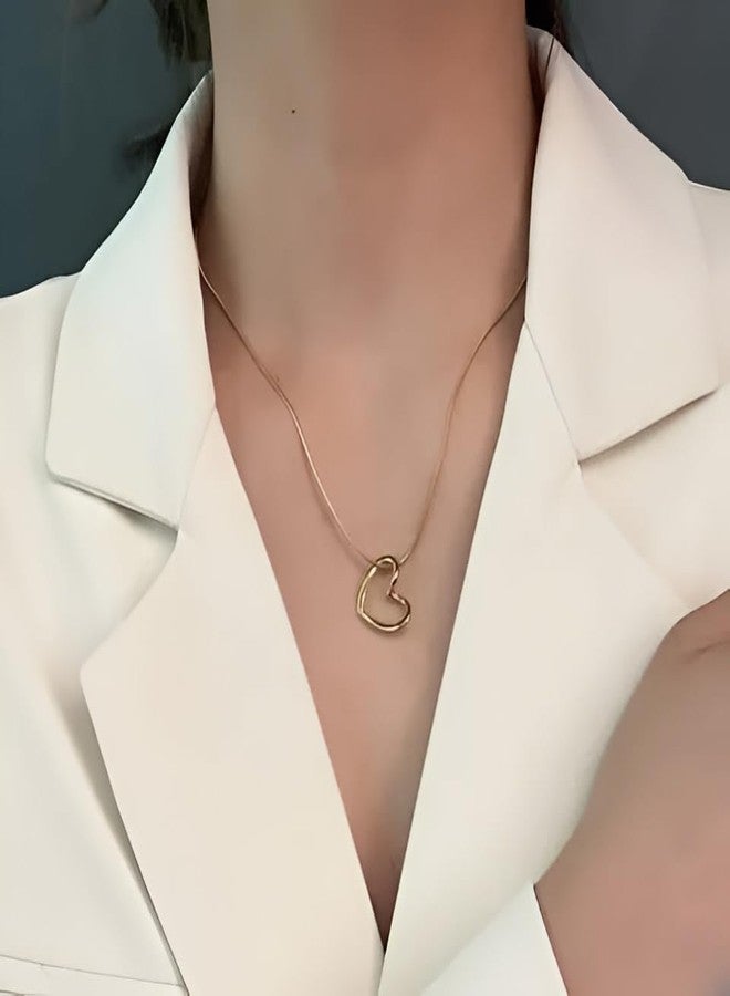 SHAHEEBA Elegant Minimalist Heart Pendant Necklace | Lightweight| Antitarnish| Stylish Party & Office Daily Jewelry | Skin-Friendly Gift for women and girl (Golden) - Image 3