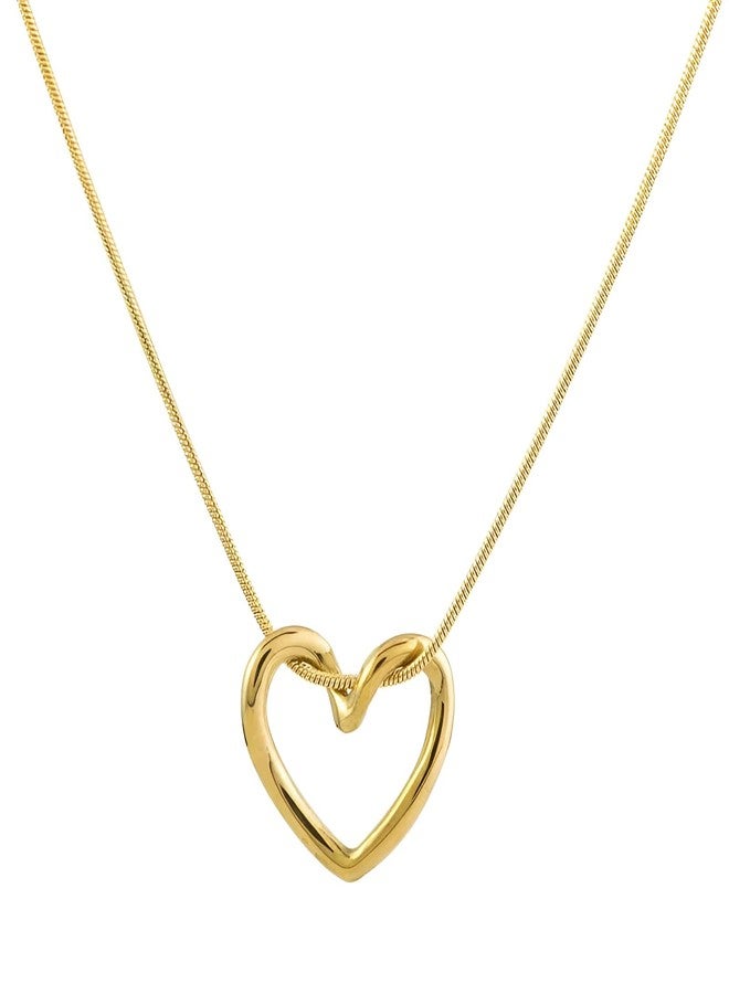 SHAHEEBA Elegant Minimalist Heart Pendant Necklace | Lightweight| Antitarnish| Stylish Party & Office Daily Jewelry | Skin-Friendly Gift for women and girl (Golden) - Image 1