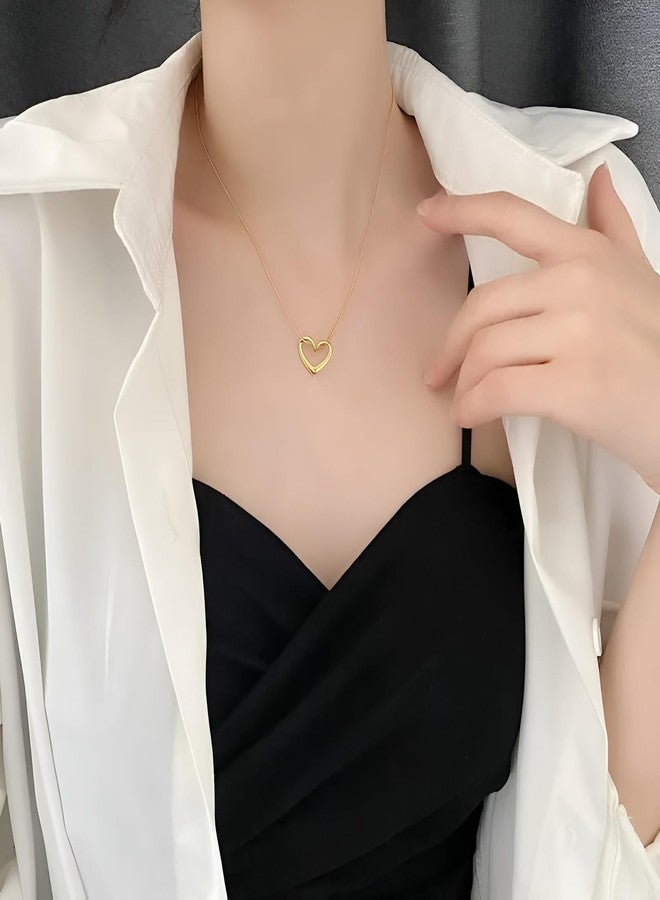 SHAHEEBA Elegant Minimalist Heart Pendant Necklace | Lightweight| Antitarnish| Stylish Party & Office Daily Jewelry | Skin-Friendly Gift for women and girl (Golden) - Image 2