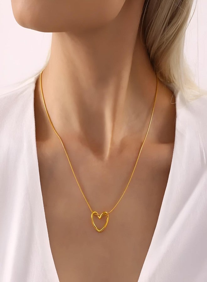 SHAHEEBA Elegant Minimalist Heart Pendant Necklace | Lightweight| Antitarnish| Stylish Party & Office Daily Jewelry | Skin-Friendly Gift for women and girl (Golden) - Image 5
