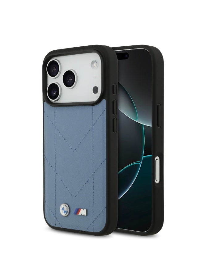 BMW iPhone 17 Pro Max MagSafe Case / PU Leather Cover With Tricolor Slanted  Stripes & Metal Logos - Image 2