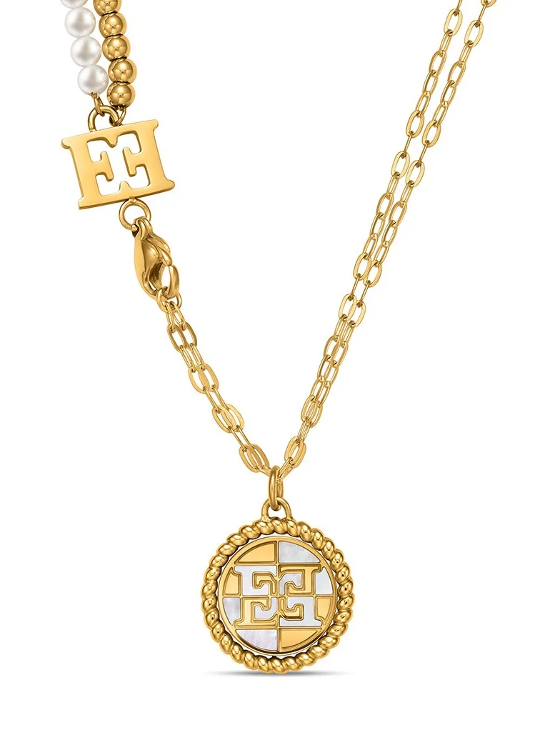 ESCADA Madelene Necklace for Women - Mother-of-Pearl Pendant, Iconic Logo, Detachable Bracelet, Elegant and Versatile Jewelry