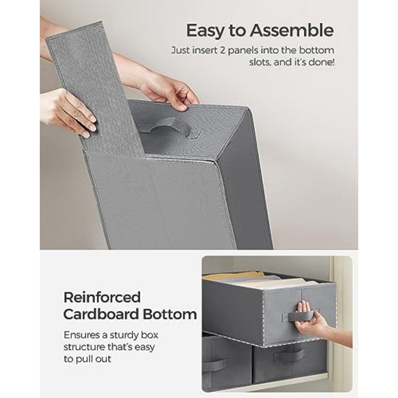 Set of 2 Large Size Wardrobe Clothes Organizers, 6-Compartment Foldable Drawer Organizers with Handles, 16.5 x 11.8 x 6.7 Inch, for Pants, Sweaters, Jeans, URUS009G02 - Image 4