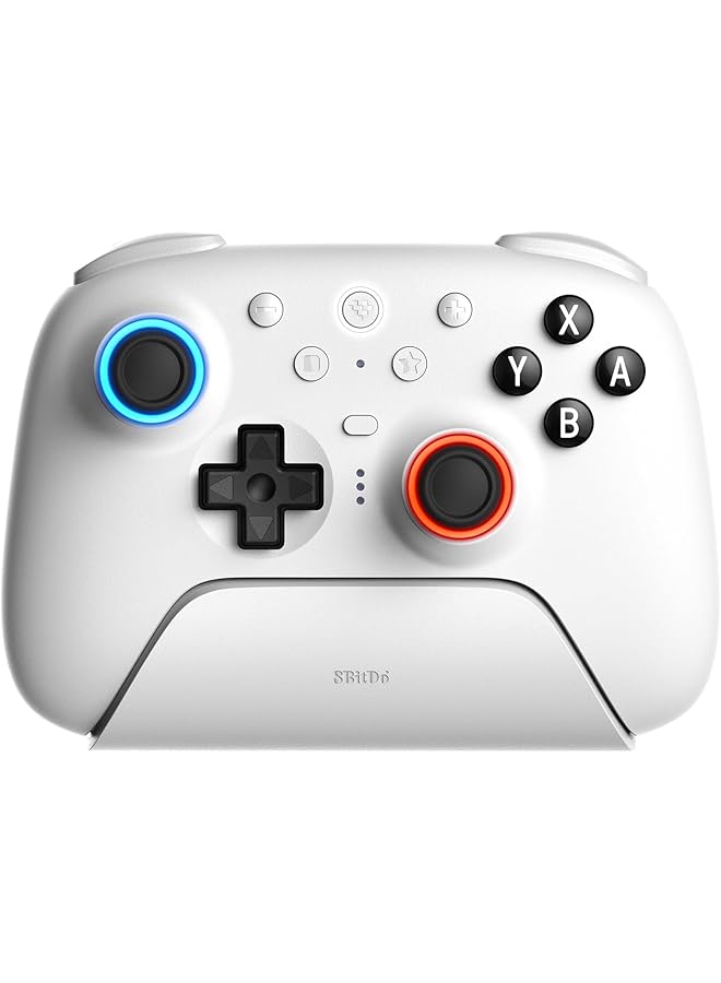 8Bitdo Ultimate 2 Bluetooth Controller For Switch & Windows Pc Switch Pro Controller With Tmr Joysticks Switchable Hall Effect/Tactile Triggers Vibration And Motion Control Rgb Fire Ring White - Image 1