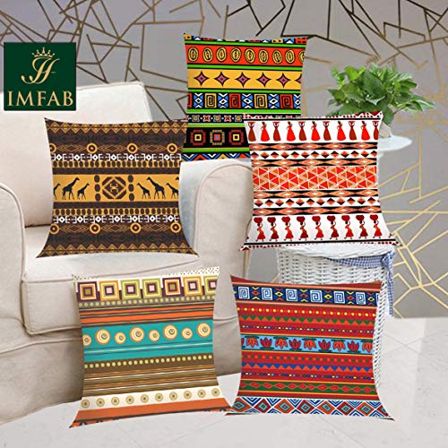 IM FAB Canvas Cotton 250TC Cushion Covers, 16X16 inches, Multicolour, Set of 5 Pieces - Image 1