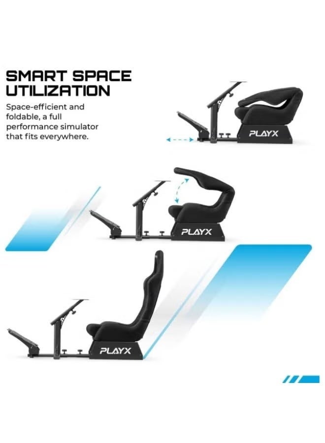 BlueFire Foldable Racing Simulator Cockpit with Bucket Seat & Adjustable Steering Wheel Stand | Sim Racing Gaming Cockpit with Adjustable Wheel Height, Pedal Angle & Gear Shifter Mount | Heavy-Duty Driving Simulator Seat & Wheel Stand for Racing Games, Drift Games, Virtual Driving, PC Gaming & Home Entertainment Setup | Space-Saving Foldable Racing Cockpit for Immersive Sim Racing Experience - Image 4