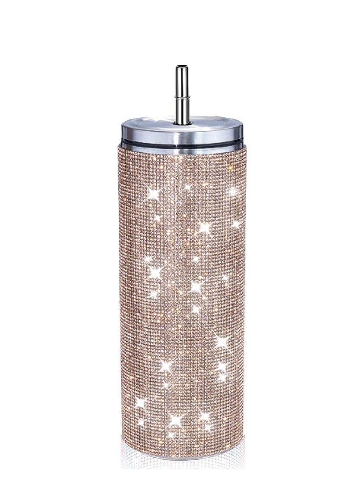 ستار بيبيز زجاجة مياه حرارية لامعة من حجر الراين من ستار بيبيز مع غطاء وقش من أحجار الراين بهلوان من الفولاذ المقاوم للصدأ زجاجة مياه حرارية لامعة 500 مل - Image 1