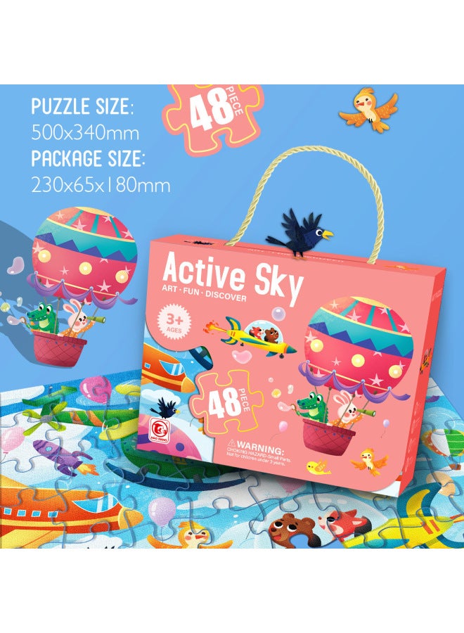 Puzzle 3-6 Years Old Children's Puzzle Toy Children's Puzzle Kindergarten Birthday Gift-Color:Air Encounter -48 Pieces 【Gift Box】】 - Image 1