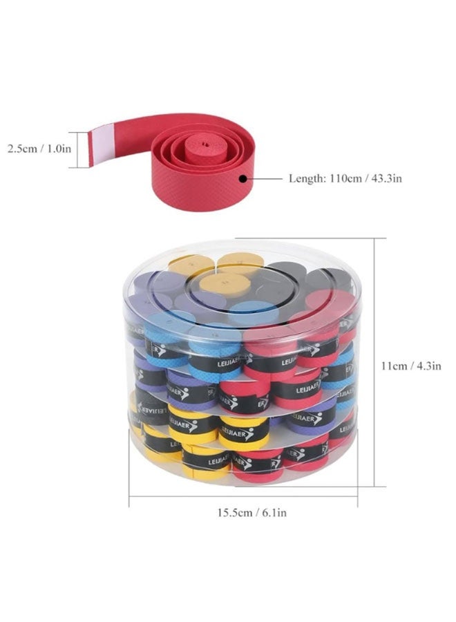 Leijiaer 60-Pack PU Anti-Slip Tennis Racket Grip Tape   Sweat-Absorbent Durable and Colorful for All Racket Sports - Image 5