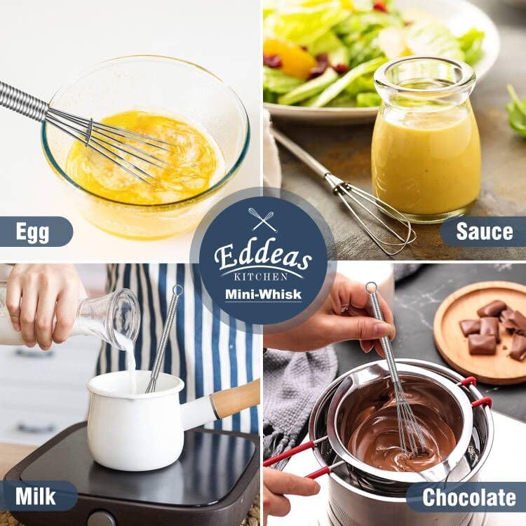 Eddeas Mini whisk, Small Whisk 2 Pieces, 5in and 7in 304 Stainless steel Wire Whisk for Whisking, Beating, Mixing Sauces, Blending Ingredients - Image 3