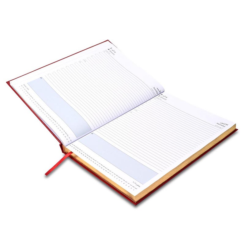 FIS 2026 Golden A4 Diary, 210x297mm, 1 Side Padded & Sewn Vinyl Cover, Gold Gilded Edges, 1 Day a Page Format, Arabic/English, 60gsm White Paper, Maroon Cover - FSDI43AEG26MR - Image 3