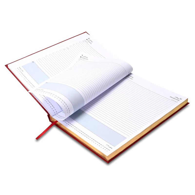 FIS 2026 Golden A4 Diary, 210x297mm, 1 Side Padded & Sewn Vinyl Cover, Gold Gilded Edges, 1 Day a Page Format, Arabic/English, 60gsm White Paper, Maroon Cover - FSDI43AEG26MR - Image 4