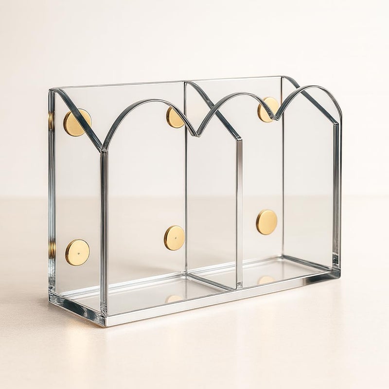 Orelle Scalloped Magnetic Acrylic Pen Holder | Magnetic Pen Holder for Refrigerator, Whiteboard, Office, Magnetic Locker Organizer | Magnetic Dry Erase Marker Holder | Classroom Must Haves | Clear - Image 1