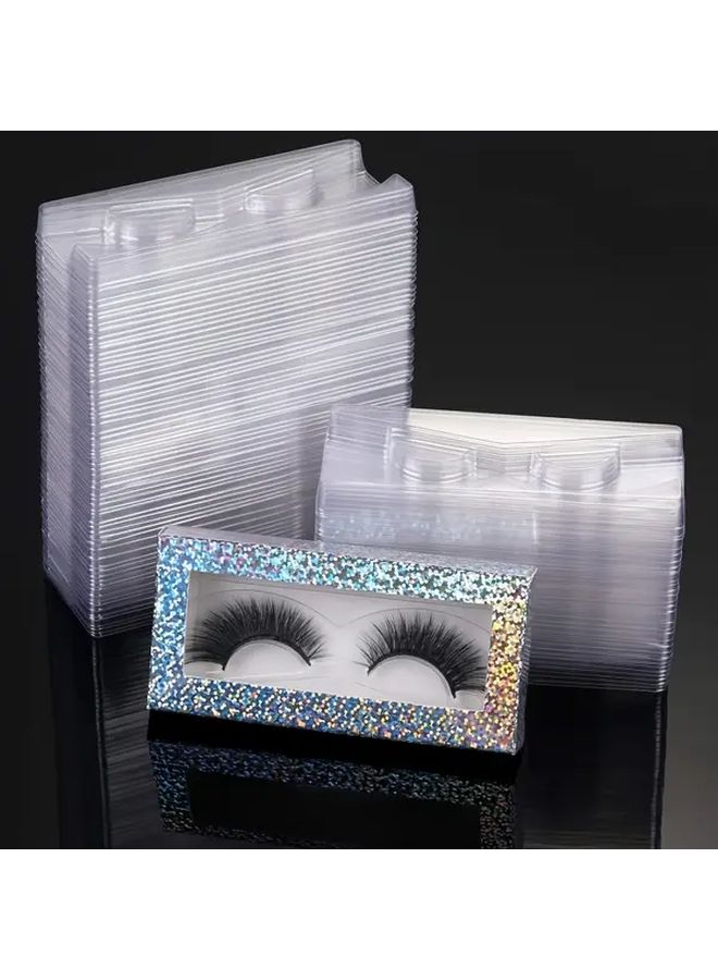 50 Pieces Transparent Eyelash Trays Plastic Makeup Organizer With Inserts For Beauty Salon Home Use - Image 2