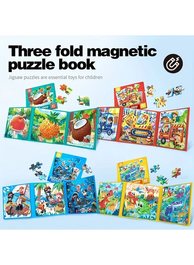 3 In 1 Foldable Magnetic Dinosaur Puzzle Book For Kids Educational STEM Toy - Image 2